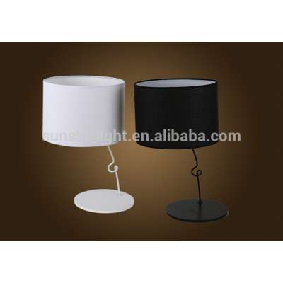 Modern Round Living Room Desk Lamp Metal Body With Fabric Lampshade Bedroom Table Lamp