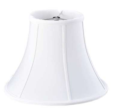 Pure White Slikette Shantung Bell W/Piping And Chrome Spider Lampshade New