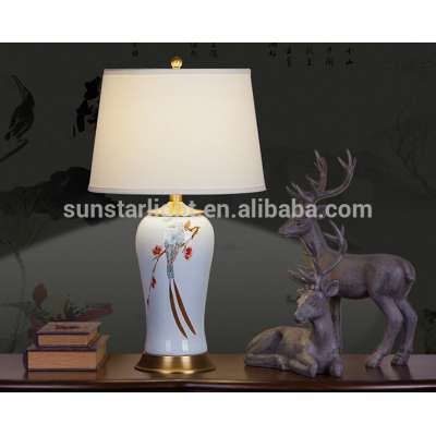 Printing Ceramic Body With Fabric Lampshade Modern Desk Lamp Bedroom Living Room Table Lamp