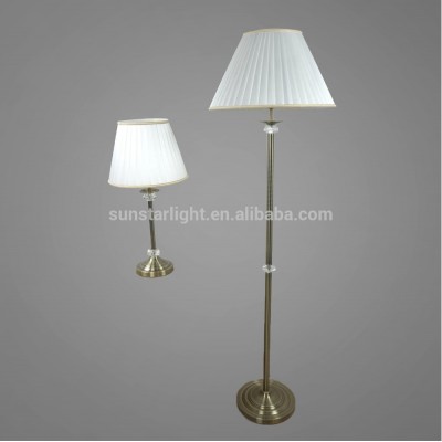 Antique Brass Plated Metal Base And Stem With Fabric Lampshade Table Lamp And Floor Lamp Vintage Style lamps