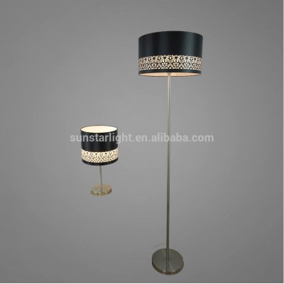 Satin Nickel Finish Metal Base And Stem With PP Hollow Out Lampshade Table Lamp And Floor Lamp