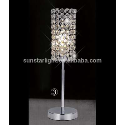 Modern Round Living Room Desk Lamp Metal Body With Crystal Lampshade Bedroom Table Lamp