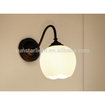 High Quality Cheap Price Glass Round Shape Wall Light Indoor Decor Wall Lamp Iron Base Wall Lamp