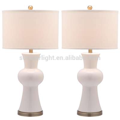 Hot Selling Metal Base Ceramic Body With Fabric Lampshade Modern Desk Lamp Bedroom Living Room Dining Room Table Lamp