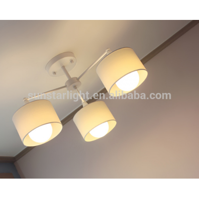 3 Lamps Fabric Shade Metal Material Ceiling Lights